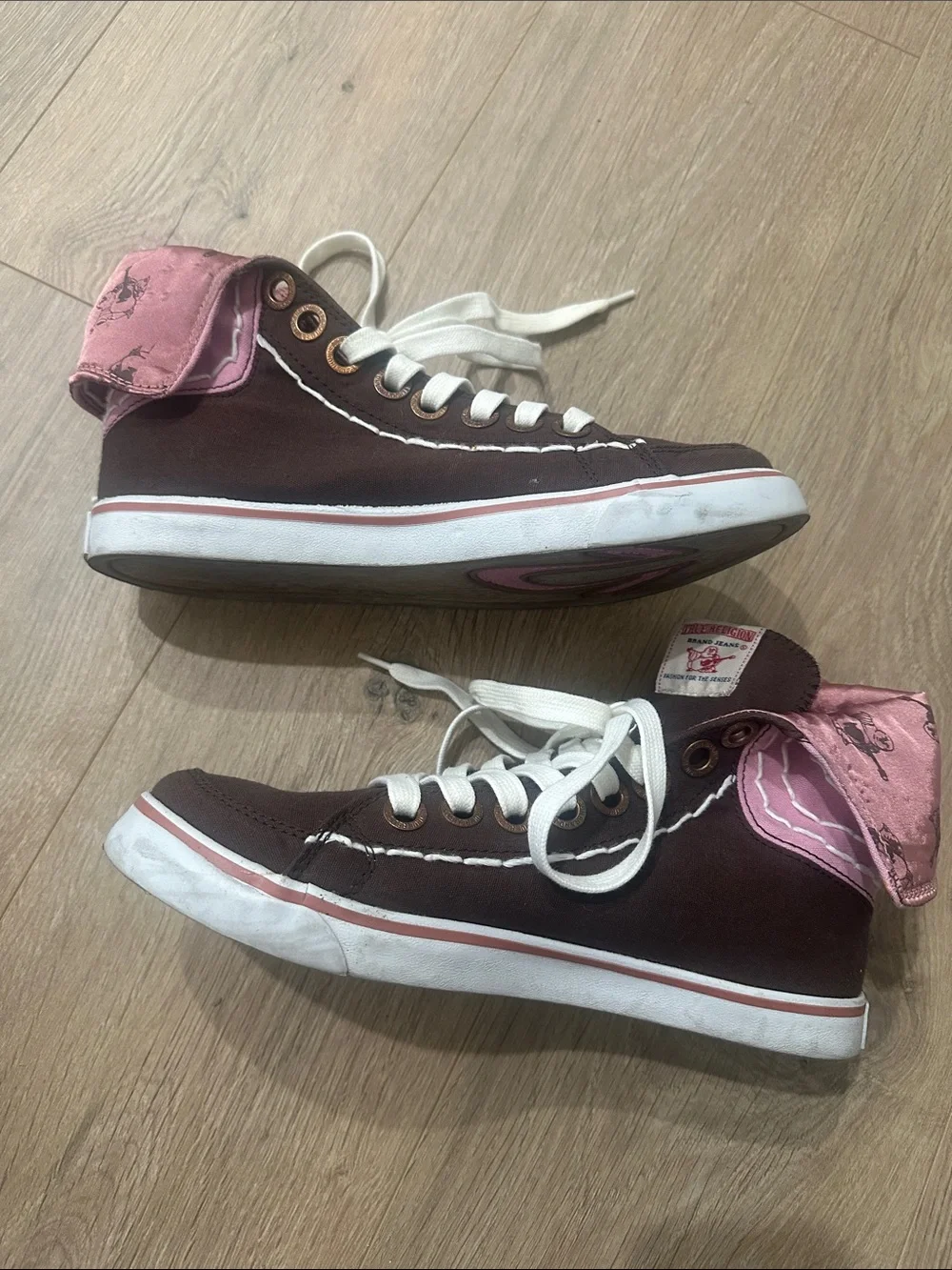True Religion Pink Metallic High-Top Sneakers